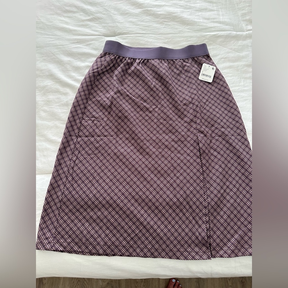 Free People Purple Checkered Midi Skirt